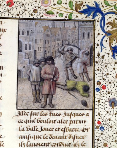 Ms 659 fol.221r Jacob van Arteveldeが1340年、1477年にゲントでフランダース伯爵の反逆をリード 作： Master of Mary of Burgundy